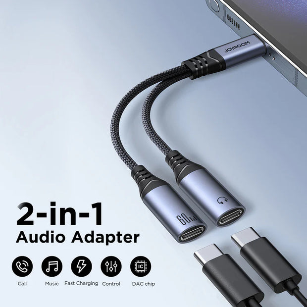 Joyroom 2-in-1 Audio Adapter Series (Type-C to Dual Type-C) 60W