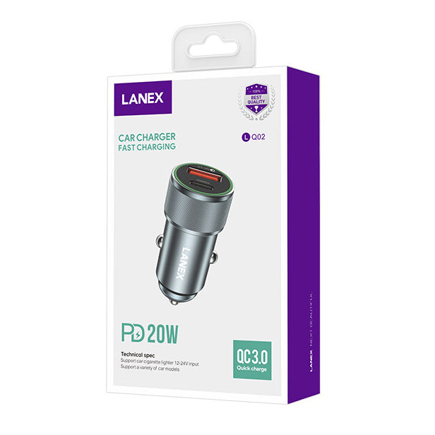 Lanex PD20W+QC3.0 Fast Charging Car Charger