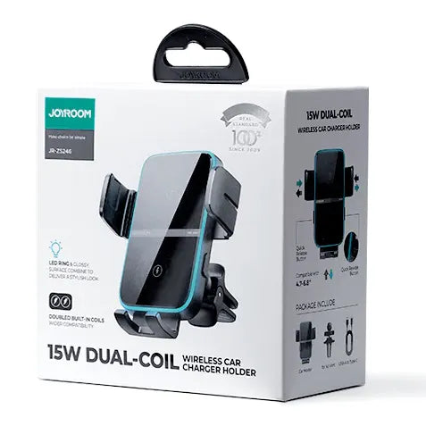 Joyroom Dual-Coil Wireless Car Charger Holder 15W