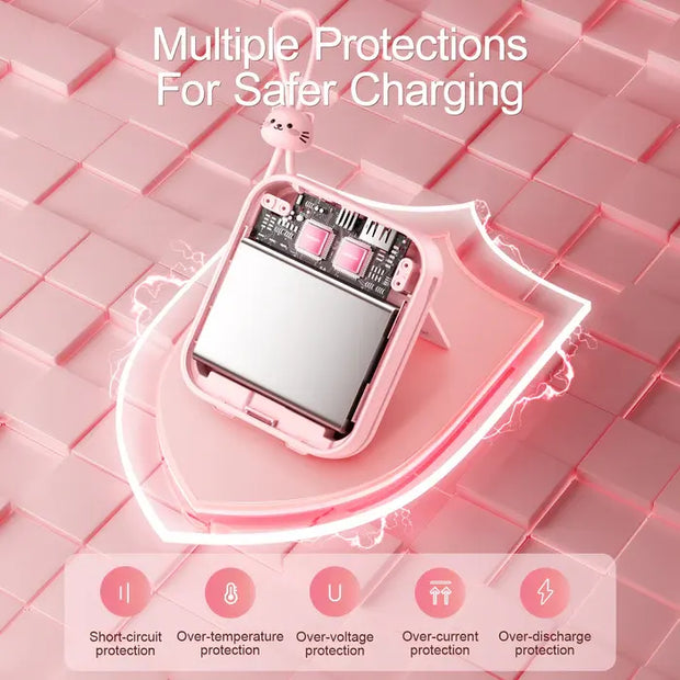 Joyroom Cutie Series Power Bank With Kickstand Built-In Lightning & Type-C Dual Cable 22.5W /  10000mAh