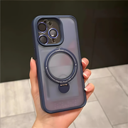 Magnetic Transparent Matte Case With Matching Metallic Lens Protector & Metal Ring Stand
