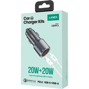 Lanex Car Charger With (Type-C to Lightning Cable) 20 Watt
