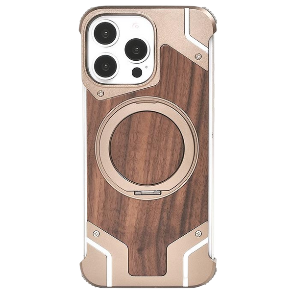 Wooden Texture Armor with Kickstand Ring Case