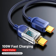 100W Digital Display Fast Charging Data Cable 1.2m Type-C to Type-C Cable - iCase Stores