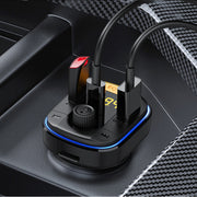 Recci 5 in 1 Hands-Free Wireless Transmitter Fast Car Charger With Earphone SD, TF Function
