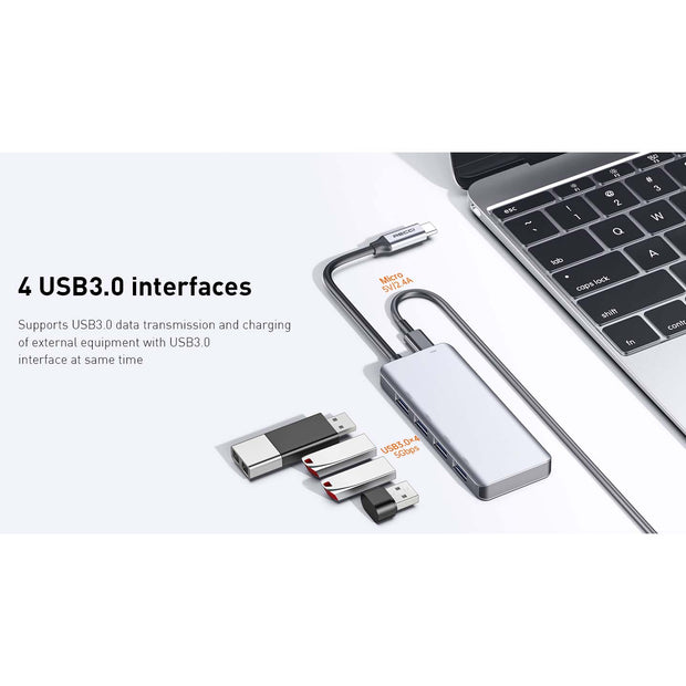 Recci 5 in 1 Hub (Type C/4xUSB 3.0 USB) 120mm - iCase Stores