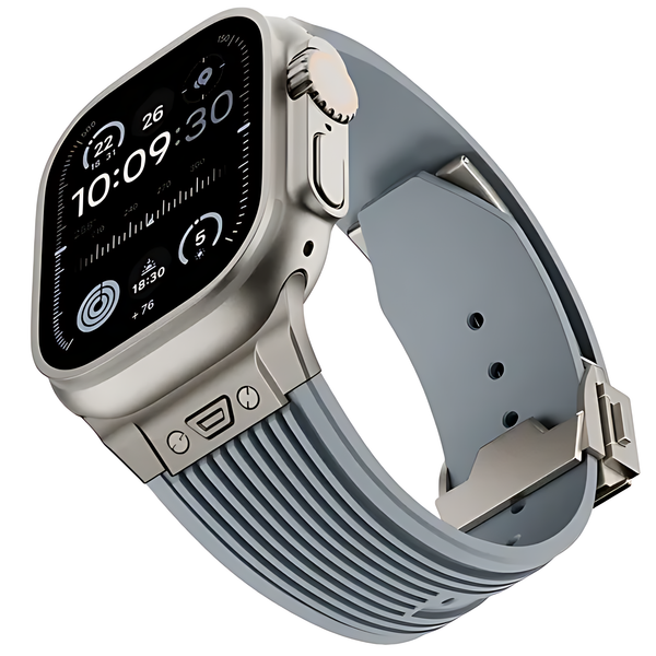 Vertical Texture Titanium Buckle Elastic Silicone Band for Apple Watch