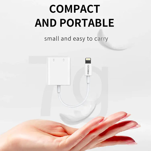 Recci Lightning to Lightning and DC 3.5mm Converter (Support Call function)