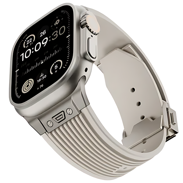 Vertical Texture Titanium Buckle Elastic Silicone Band for Apple Watch