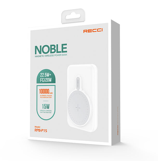 Recci Noble Magnetic Wireless Power Bank 2 USB Ports 10000mAh