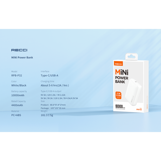 Recci Mini Power Bank 10000mAh