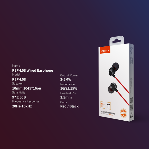 Recci Heavy Bass Wired Earphone (HD Sound Quality) 3.5mm