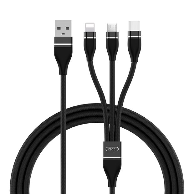 Recci 3 In 1 Fast Charging Cable 120cm