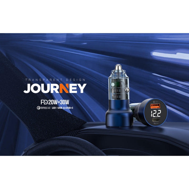 Recci Transparent Car Charger With Digital Display 50W - iCase Stores