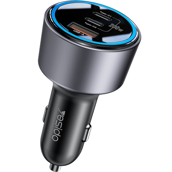 Yesido 200W Dual Type-C & QC18W Fast Charging Car Charger with Multi-Protection
