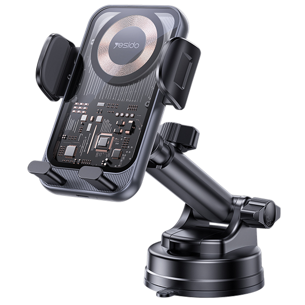 Yesido 15W Wireless Charging Transparent Car Phone Holder