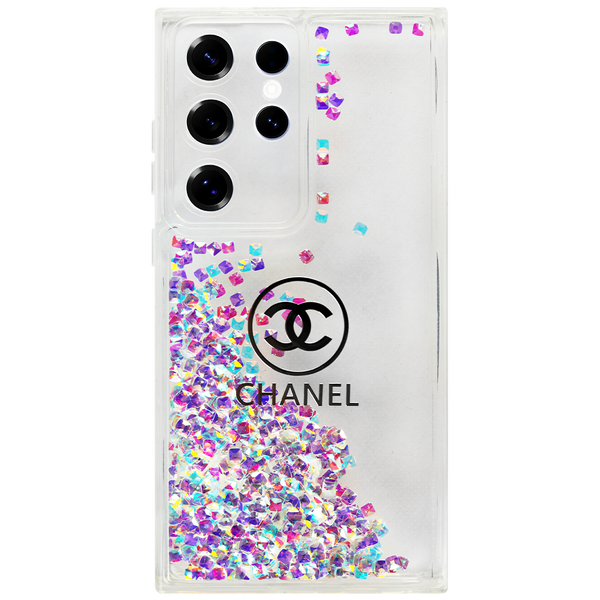 Transparent Glitter With Floating Crystals Case for Samsung