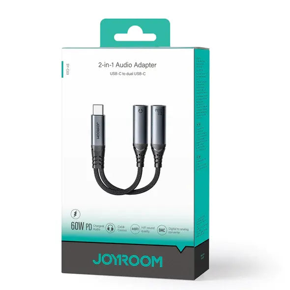 Joyroom 2-in-1 Audio Adapter Series (Type-C to Dual Type-C) 60W ...
