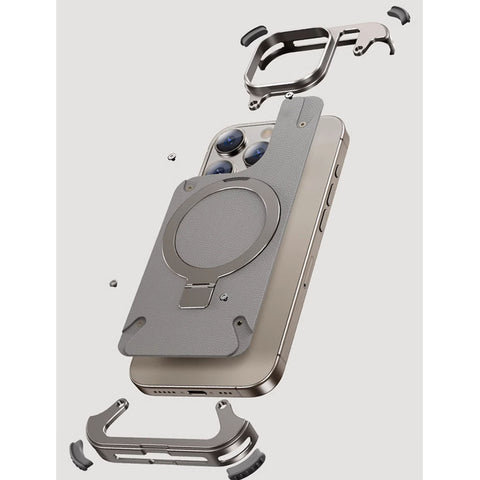 Frameless Armored Case with Leather Texture & Kickstand - iCase Stores