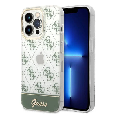 𝐆𝐔𝐄𝐒𝐒 Electroplated 4G Pattern Bottom Stripe Script Logo Case