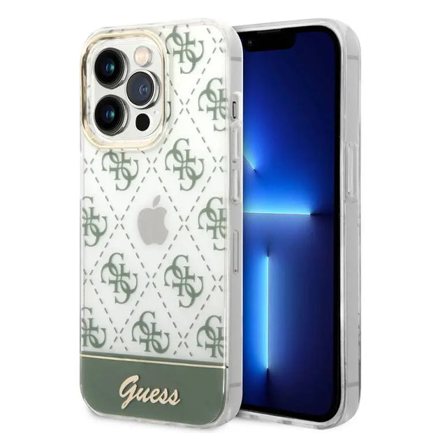 𝐆𝐔𝐄𝐒𝐒 Electroplated 4G Pattern Bottom Stripe Script Logo Case