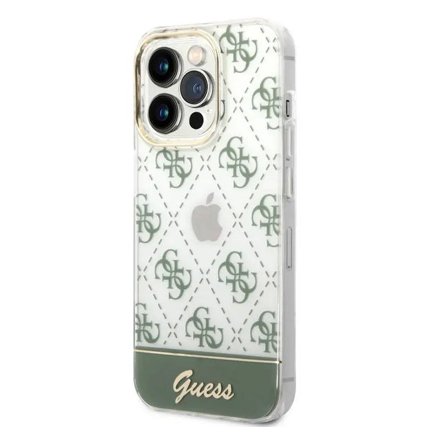 𝐆𝐔𝐄𝐒𝐒 Electroplated 4G Pattern Bottom Stripe Script Logo Case