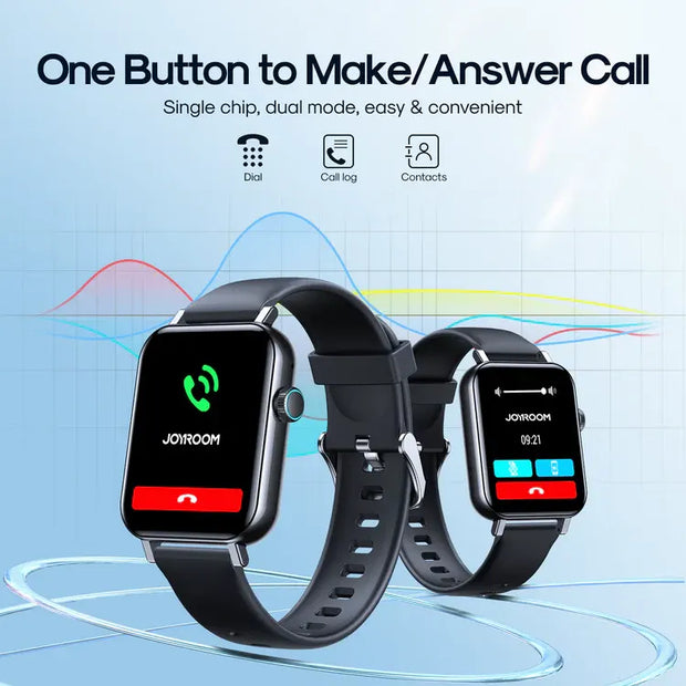 Joyroom Waterproof IP68 Smart Watch With Silicone Black Strap Answer/Make Call