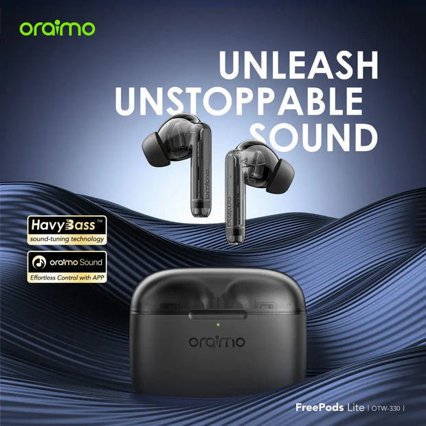 Oraimo FreePods Lite Havy Bass TWS Earphone with APP Control,IPX4 Bluetooth 5.3, 40h Play Time, Anifast Fast Charging, Pure Bass Performanc