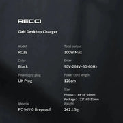 Recci GAN 100W Desktop Charger