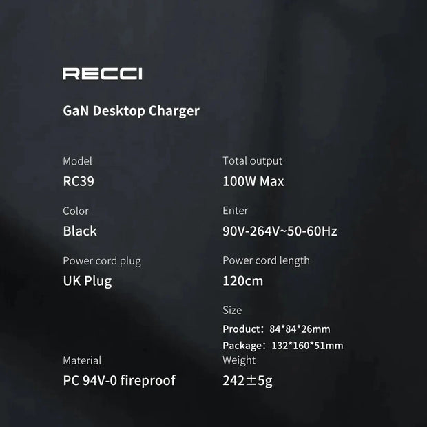 Recci GAN 100W Desktop Charger