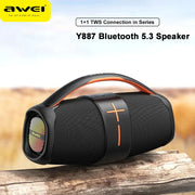Awei Portable Speaker TWS Bluetooth 5.3 Outdoor Speaker with Balanced Bass AUX MP3 Player Waterproof Multiple LED Modes