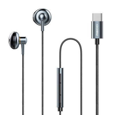 Recci Wired Earphones Type-C High Quality Metal Material