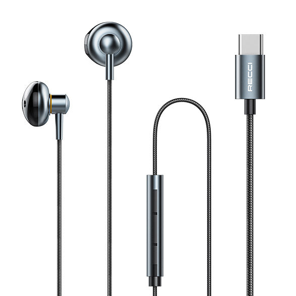 Recci Wired Earphones Type-C High Quality Metal Material - iCase Stores