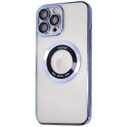 Plating MagSafe Luxury Clear Case with Glass Logo Hole