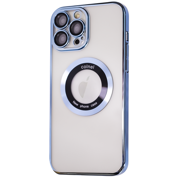 Plating MagSafe Luxury Clear Case with Glass Logo Hole
