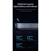 USAMS PD20W+QC3.0 Aluminum Alloy Transparent 15W Magnetic Wireless Power Bank 10000mAh