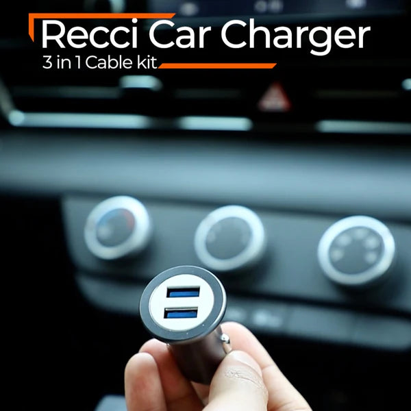 Recci 3 in 1 USB Cable+Car Charger kit