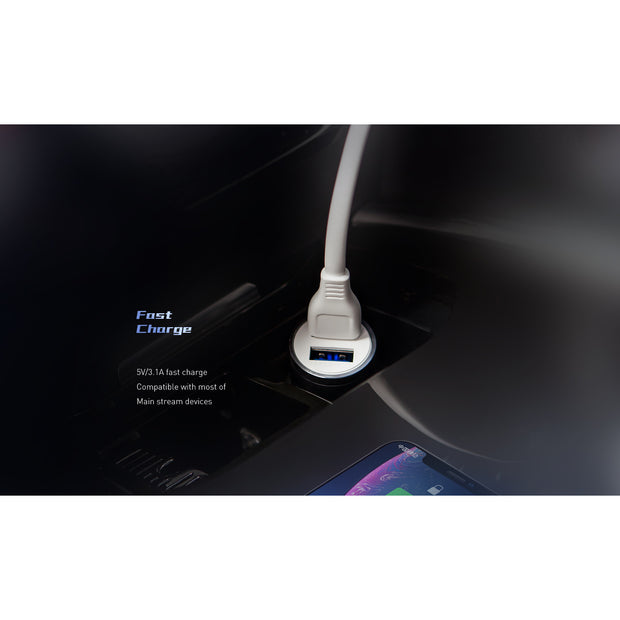 Recci 2 Port Aluminum Alloy Car Charger 3.1A