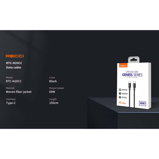 Recci Genis Series Date Cable (Type-C) 65W 150cm