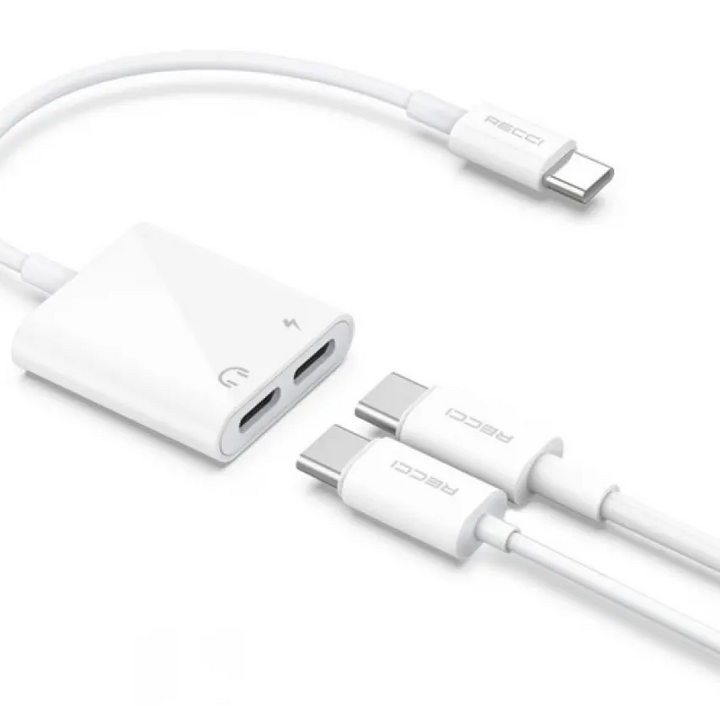 Recci HUB 2in1 Function Converter Type-C To Type-C 10cm - iCase Stores