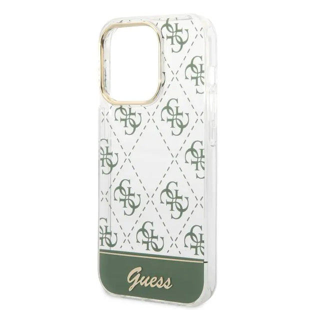 𝐆𝐔𝐄𝐒𝐒 Electroplated 4G Pattern Bottom Stripe Script Logo Case - iCase Stores