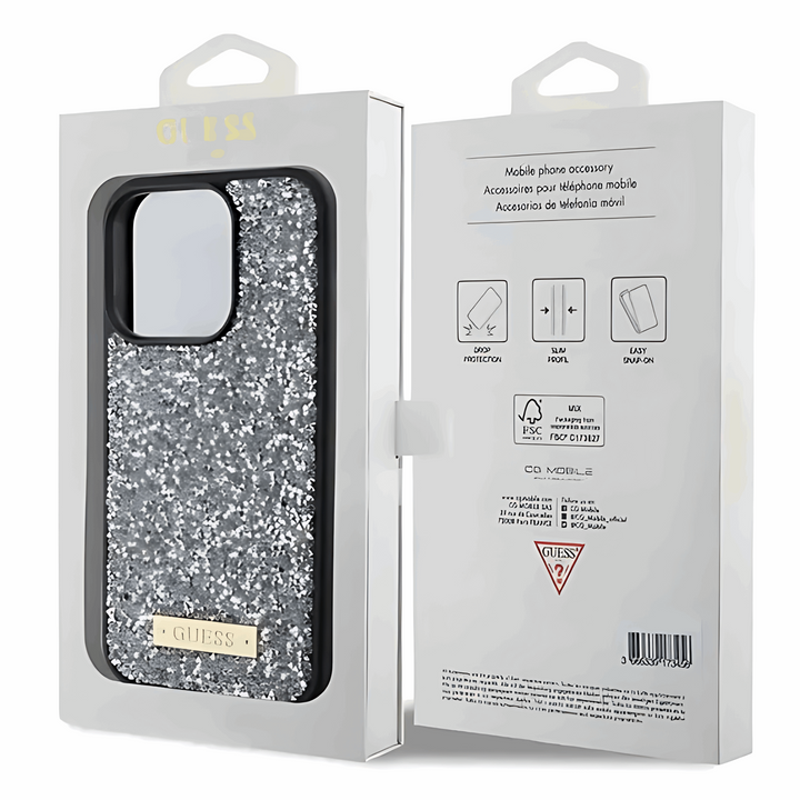 Guess Rhinestone Case With Metal Logo - iCase Stores