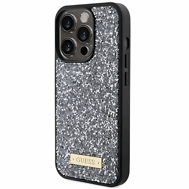 Guess Rhinestone Case With Metal Logo - iCase Stores