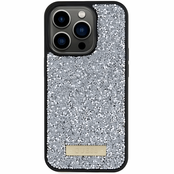 Guess Rhinestone Case With Metal Logo - iCase Stores