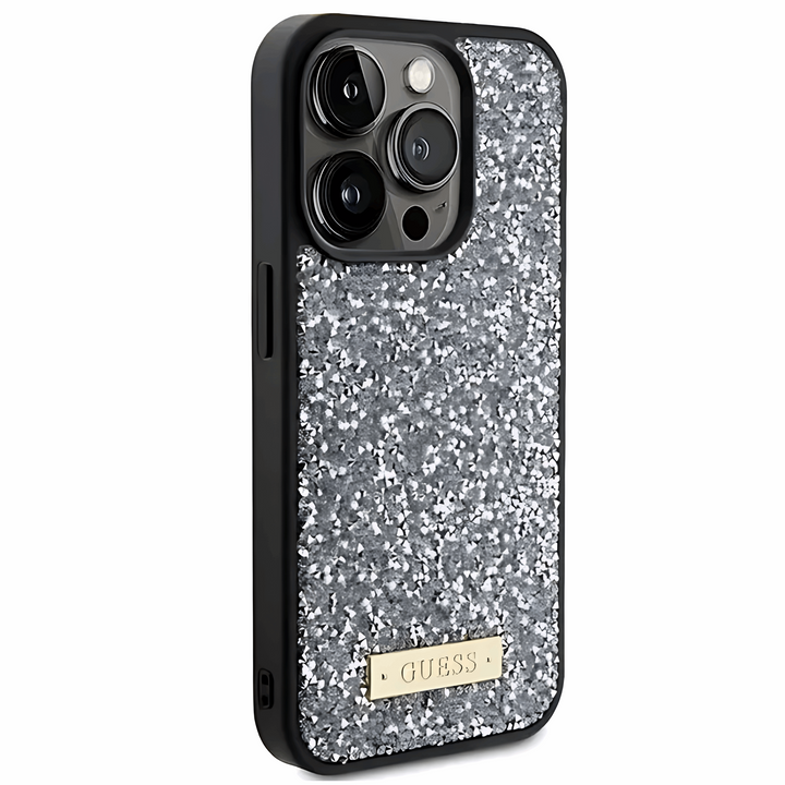 Guess Rhinestone Case With Metal Logo - iCase Stores