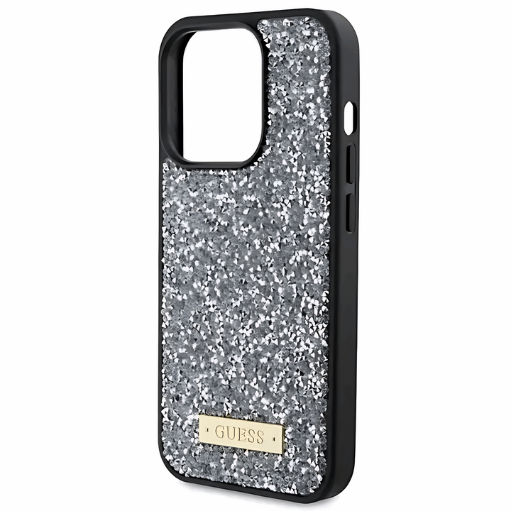 Guess Rhinestone Case With Metal Logo - iCase Stores
