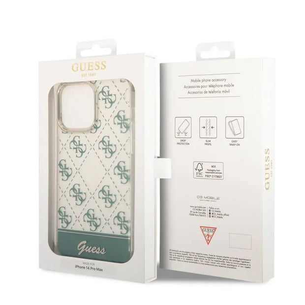 𝐆𝐔𝐄𝐒𝐒 Electroplated 4G Pattern Bottom Stripe Script Logo Case - iCase Stores