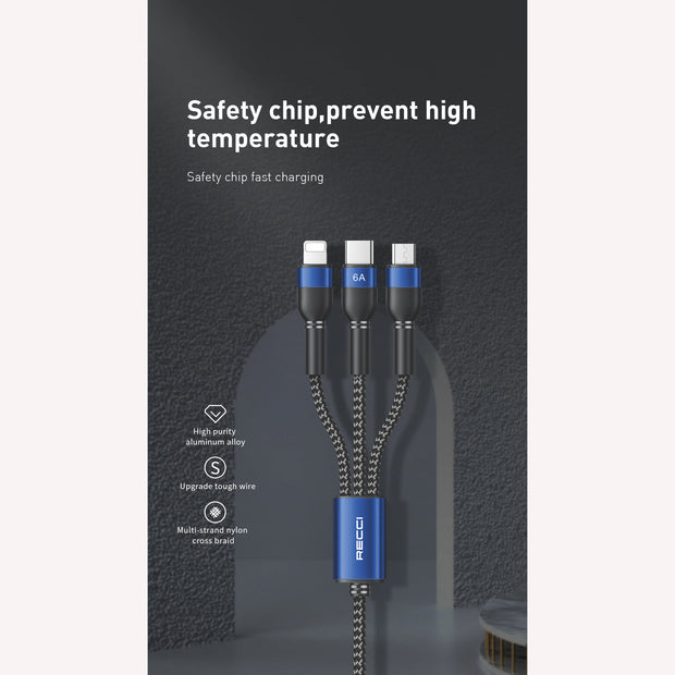 Recci SkyLine 66W 3 In 1 Cable 120cm