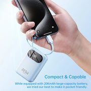 Rock Mini Ultra Compact Power Bank Built in Cable Super Fast Charge With Led Display 20000mAh