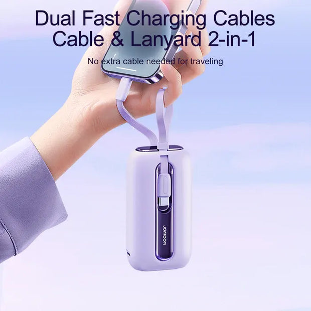 Joyroom Power Bank with 2 Built-in Lightning & Type-C Cables 22.5W 10000mAh